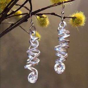 Silver Metal Spiral Earrings